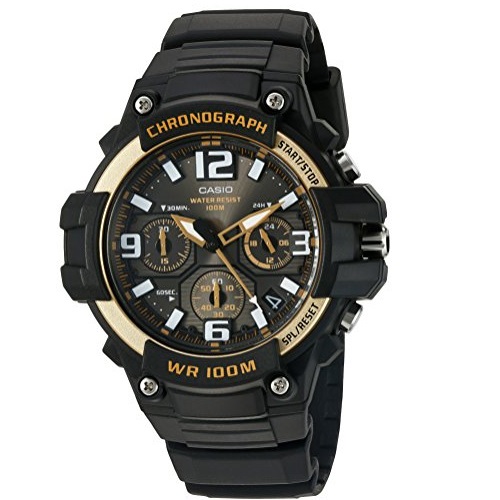 Casio Men's 'Heavy Duty Chronograph' Quartz Stainless Steel and Resin Casual Watch, Color:Black (Model: MCW-100H-9A2VCF), Only $19.99