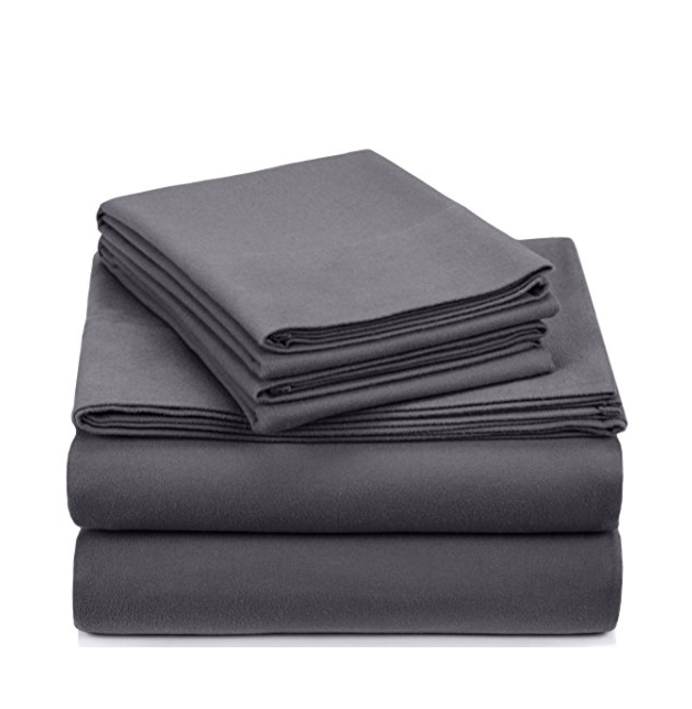 史低价！Pinzon 190克纯棉单色法兰绒床单枕套4件套， 现仅售$34.41, 免运费！