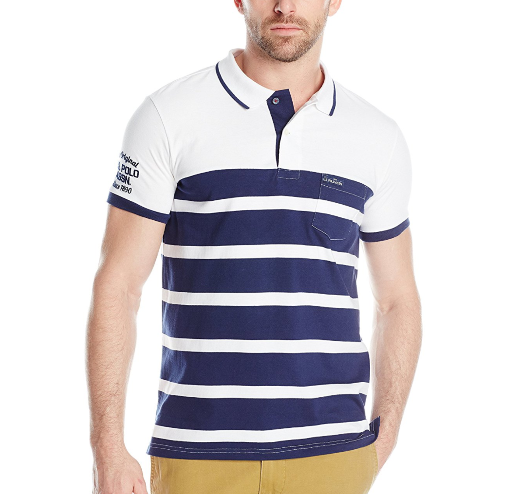 U.S. Polo Assn. Men's Slim-Fit Color-Block Jersey Polo Shirt only $12.37
