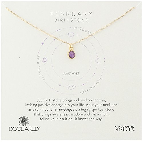Dogeared 朵吉兒 女士纯银镀金紫晶项链，二月生辰石，原价$48.00，现仅售$19.55