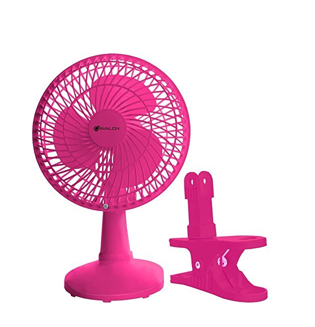Avalon Convertible Table-Top & Clip Fan Fully Adjustable Head, Two Quiet Speeds, 6-Inch - Pink only $7.99