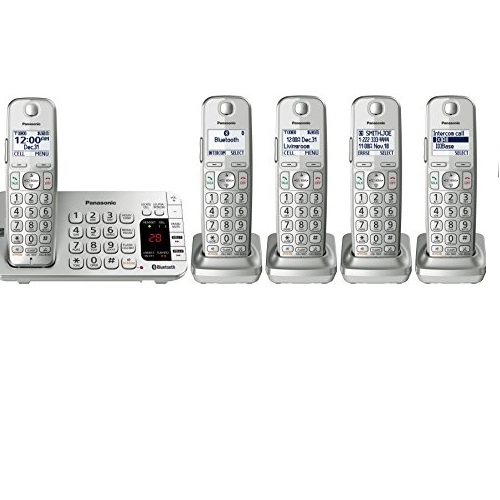 史低价！Panasonic松下 KX-TGE475S 一拖四蓝牙无绳电话，原价$149.95，现仅售$89.95，免运费