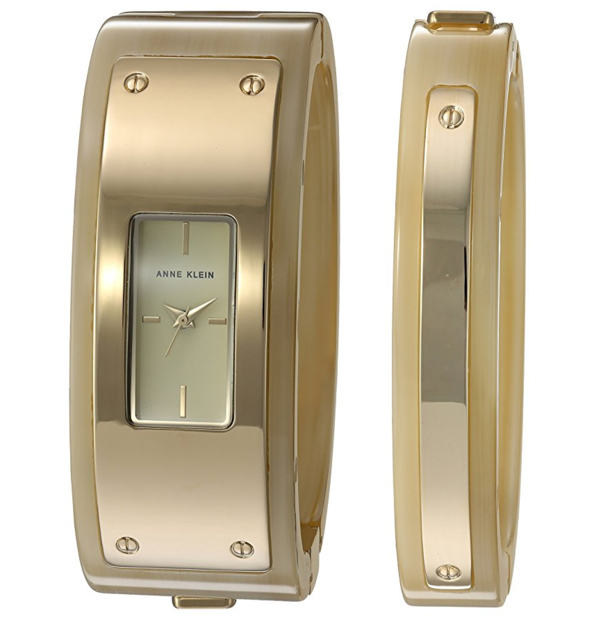 Anne Klein女士AK / 2826HNST金色手表和手镯套装 , 原价$110, 现仅售$25.49,免运费！