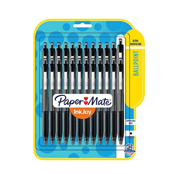 Paper Mate InkJoy 300RT Retractable Ballpoint Pens, Medium Point, Black, 24 Count only $7.65