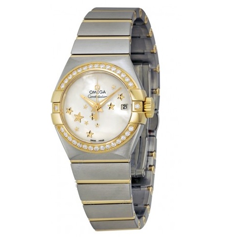 OMEGA Constellation Mother of Pearl Stainless Steel and Yellow Gold Ladies Watch 12325272005001 Item No. 123.25.27.20.05.001, only $4,495.00, free shipping after using coupon code