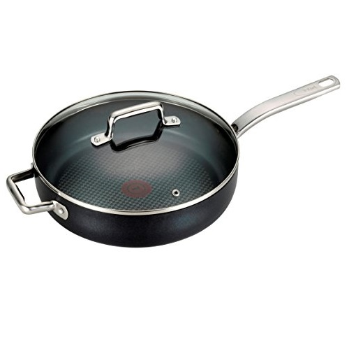 T-fal C51782 ProGrade Titanium Nonstick Thermo-Spot Dishwasher Safe PFOA Free with Induction Base Saute Pan Jumbo Cooker Cookware, 5-Quart, Black, Only $28.60
