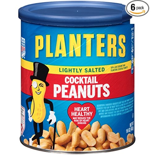 Planters Cocktail Peanuts, Lightly Salted, 16 Ounce Canister (Pack of 6), Only $11.13, free shipping after using SS