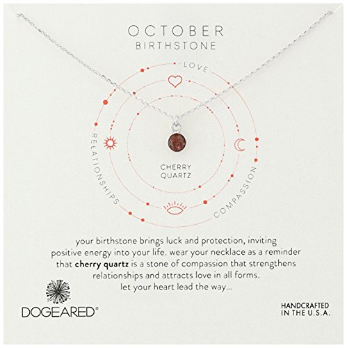 Dogeared October-Cherry Sterling Silver Bezeled Birthstone Pendant Necklace, 16