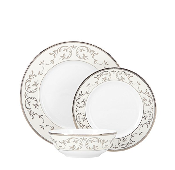 Lenox Opal Innocence Silver Platinum 3-Piece Place Setting, White only $51.86, Free Shipping