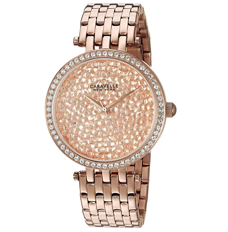 Caravelle New York Women's 44L222 Swarovski Crystal Rose Gold Tone Watch only $60.34
