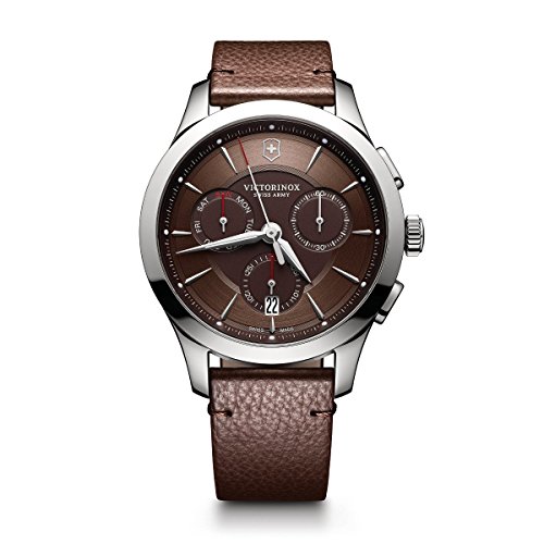 Victorinox Men's 'Alliance' Swiss Quartz Stainless Steel and Leather Casual Watch, Color:Brown (Model: 241749), Only $281.59, You Save $213.41(43%)
