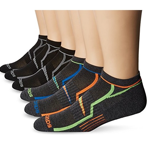 Saucony 聖康尼 男士運動襪，6雙裝，原價$18.00，現僅售$12.99。三色同價！