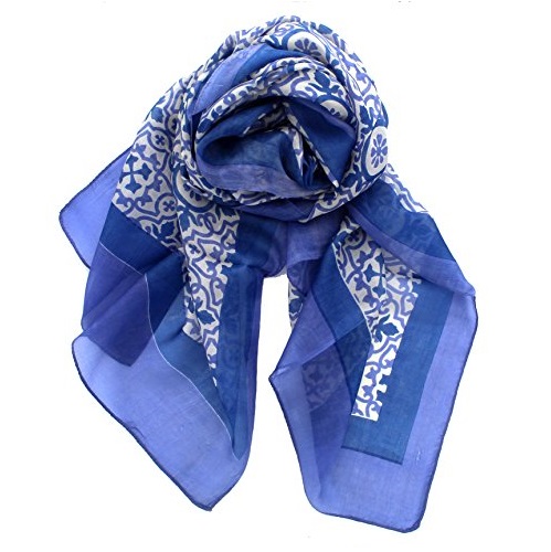 Z&HTrends Womens Genuine Silk Scarf (Small, Morocco Blue Serene), Only $10.95