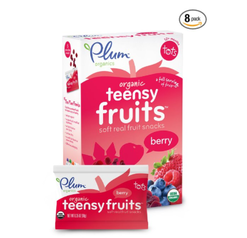 Plum organics纯天然有机水果片水果条 混合莓味 50克×8盒装, 现点击coupon仅售$16.68, 免运费！