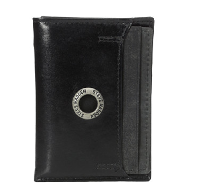 6PM: Steve Madden Grommet Glazed Leather Trifold Wallet男士皮钱夹, 原价$45, 现仅售$14.99