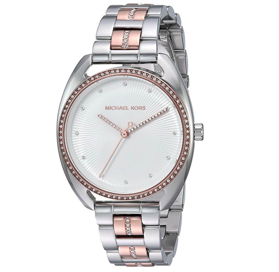 Michael Kors Women's 38mm Libby Rose Two-Tone Pav= Analog Bracelet Watch only $124.99