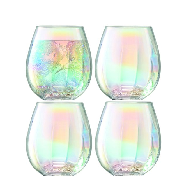 LSA International 珍珠白 手工制作玻璃杯 4件套, 现仅售$50, 免运费！
