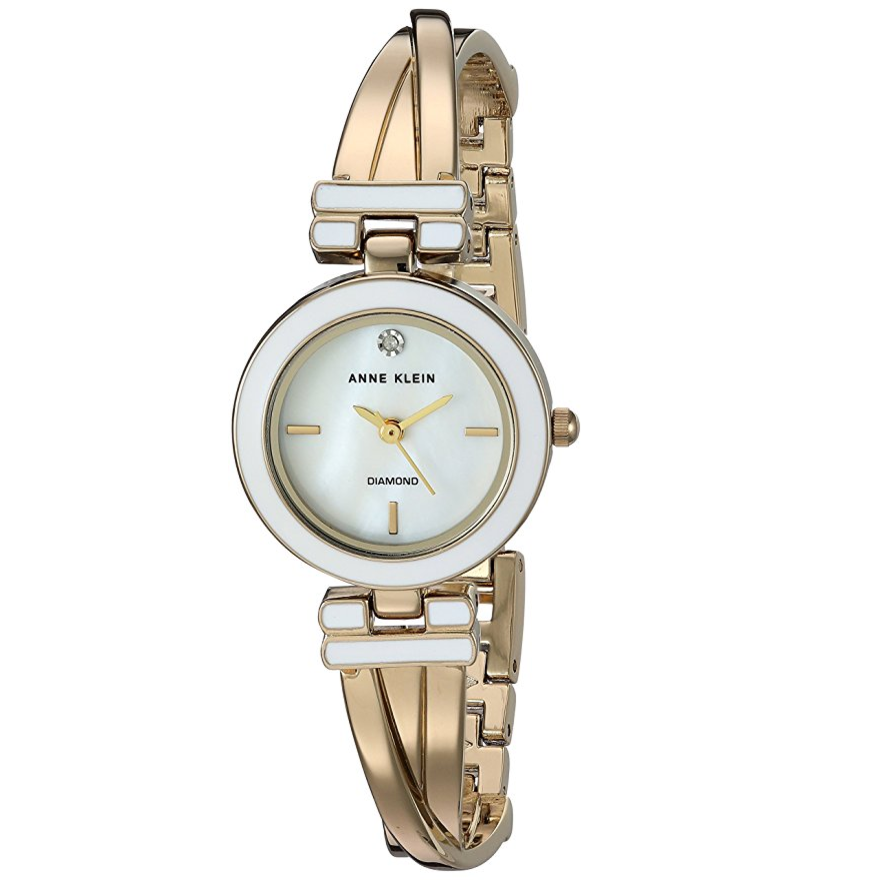 史低價 !Anne Klein 女士鑲鑽珍珠母貝時裝腕錶, 現僅售$37.28, 免運費！