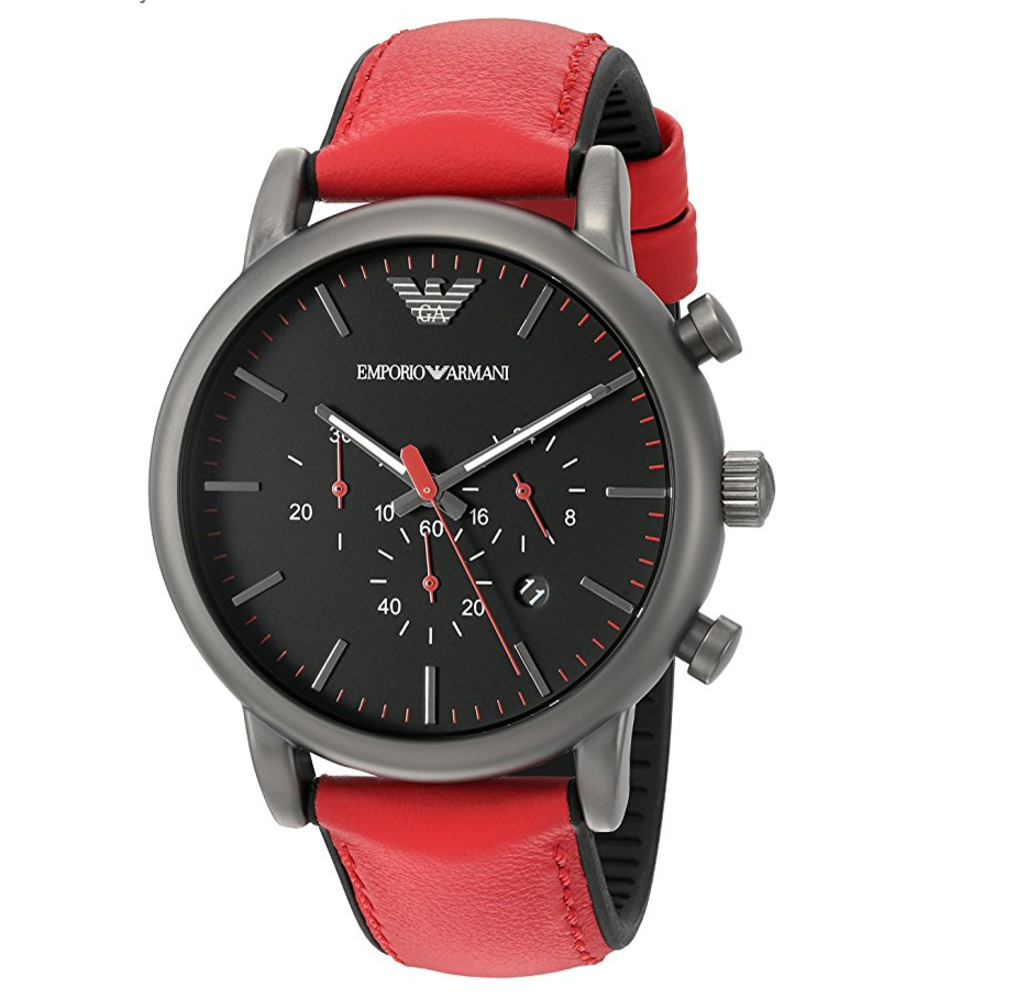 Emporio Armani Men's AR1971 Dress Red Leather Quartz Watch, Only $167.49, You Save $57.51(26%)