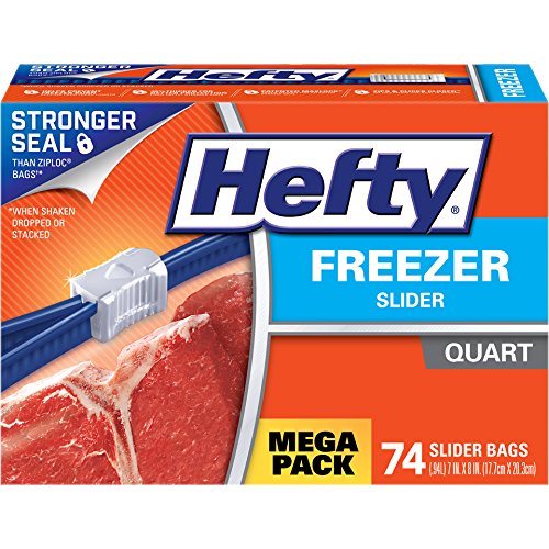 Hefty Slider 食物存储保鲜袋，Quart 尺寸，74个装， 现仅售$5.44，免运费！