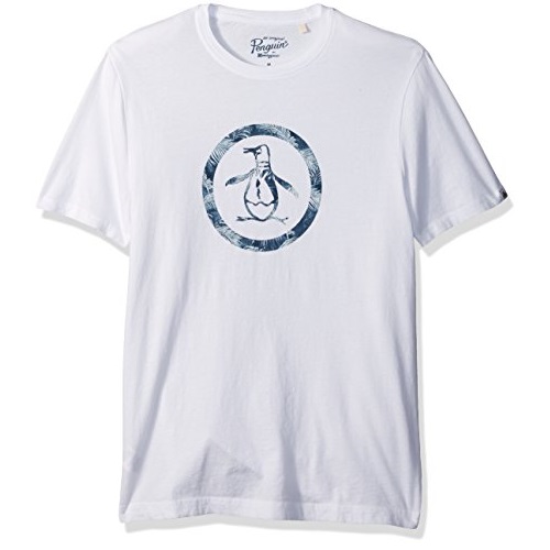 Original Penguin Men's Short Sleeve Palm Tree Circle Logo Infill Tee, Bright White, X-Large, Only $11.93, You Save $23.07(66%)
