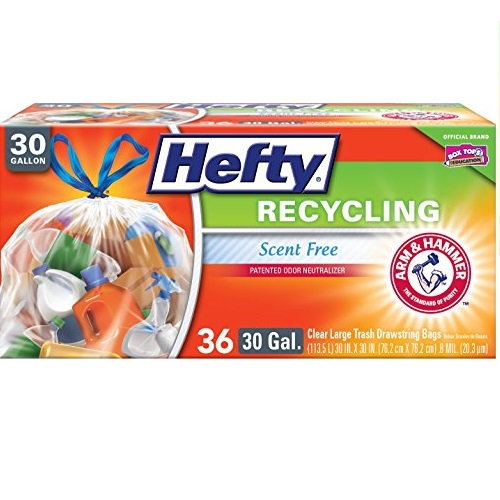 Hefty Recycling Trash Bags (Clear, Drawstring, 30 Gallon, 36 Count), Only $6.91, free shipping after using SS