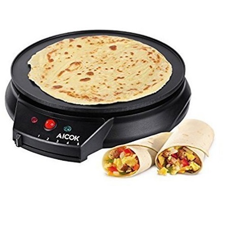 Aicok Crepe Maker 12 Inch Spread Griddle Maker 5 Temps Setting Electric Pancake Maker, Non Stick Crepe Pan, Includes Wooden Spreader, Only$29.99, free shipping