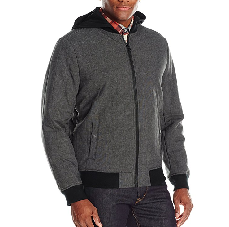 Levi's Men's Heather Soft Shell Box Quilted Varsity Hooded Bomber only $19.04