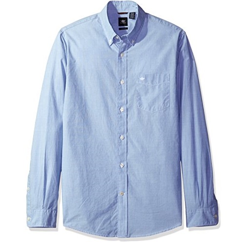 Dockers Men's Long Sleeve Essential Poplin Button Front Woven Shirt, Delft Blue, X-Large, Only $6.84