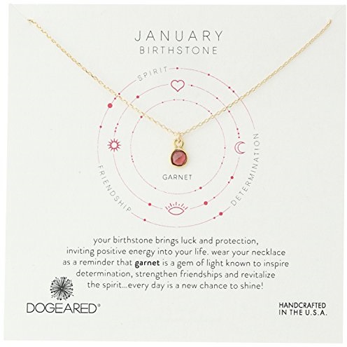 Dogeared January-Garnet Bezeled Birthstone Gold Chain Necklace, 16