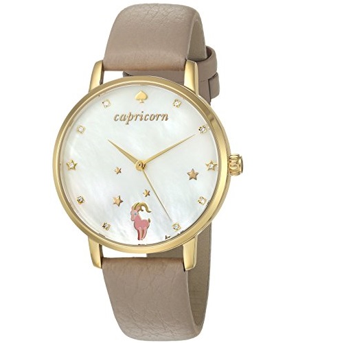 kate spade new york Gray Leather and Goldtone Capricorn Metro Watch, Only $65.69, free shipping