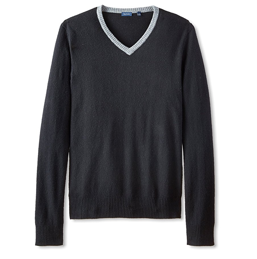 Thirty Five Kent Men's Wool/Cashmere Contrast-Collar V-Neck Sweater only $16.65
