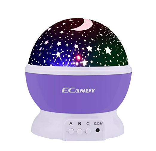 eCandy Constellation Night Light Projector Lamp, 360 Degree Rotating, 3 Mode Romantic Cosmos Star Sky Moon Bedroom Light for Children/Baby Bedroom/Christmas Gifts, Purple only $10.99