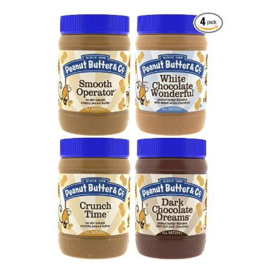 Peanut Butter & Co. Top Sellers Pack, Non-GMO, Gluten Free, Vegan, 16 Ounce Jars (Pack of 4) only $13.47