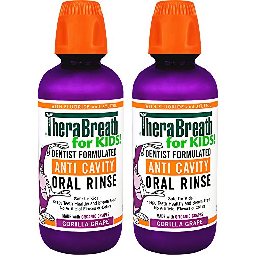 TheraBreath – Kids Oral Rinse – Anti-Cavity Formula – Fluoride + Xylitol Oral Rinse – Great-Tasting Organic Gorilla Grape Flavor  – 16 Ounces – Two-Pack, Only  $11.65