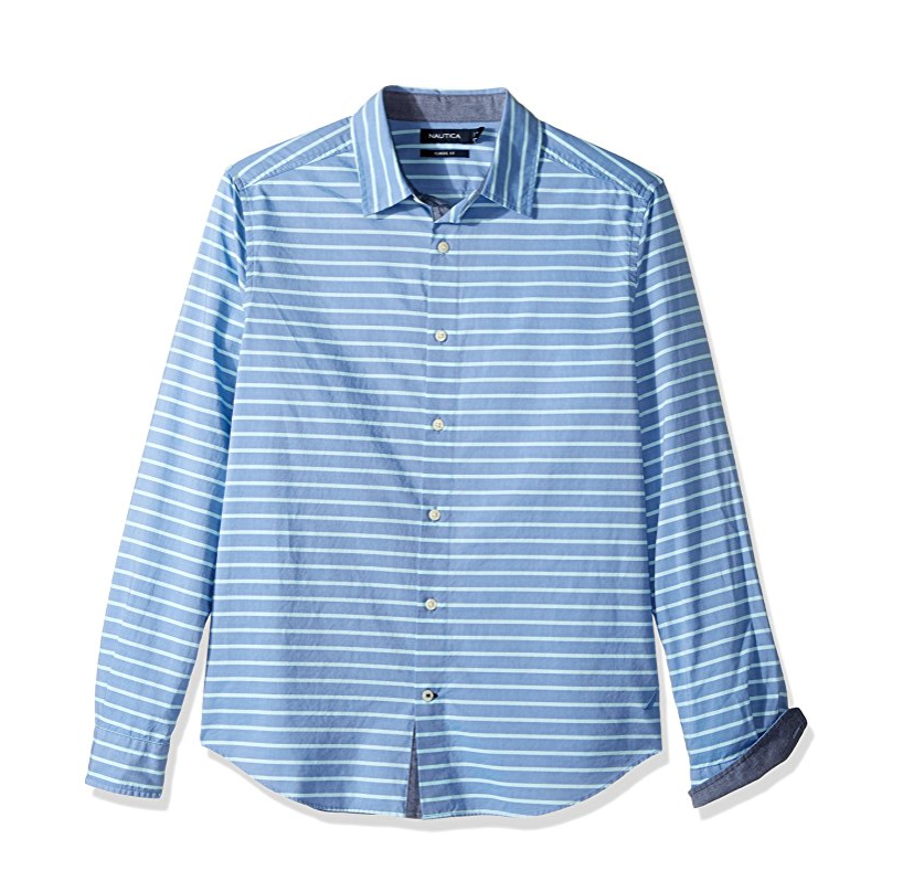 Nautica Men's Long Sleeve Classic Fit Stripe Button Down Shirt only $15.27