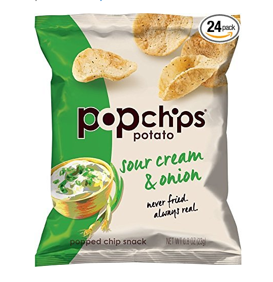 Popchips Potato Chips, Sour Cream and Onion, 0.8 Ounce (Pack of 24) only $12.44