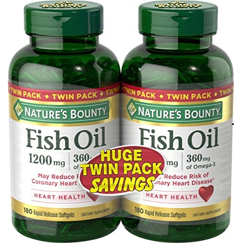 Nature's Bounty Fish Oil 1200 mg Twin Packs, 180 Rapid Release Liguid Softgels, Only $10.27