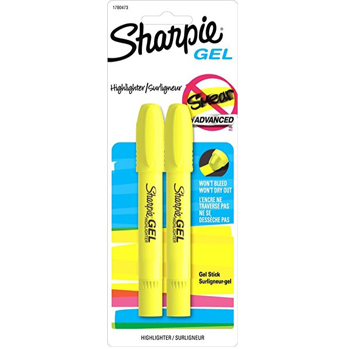 Sharpie Accent Gel Highlightes, Fluorescent Yellow, 2 Highlighters (1780473) only $2.82