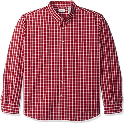 Dockers Men's  No Wrinkle Long Sleeve Button Front Shirt, Rio Red Grid, Small, Only $7.86,