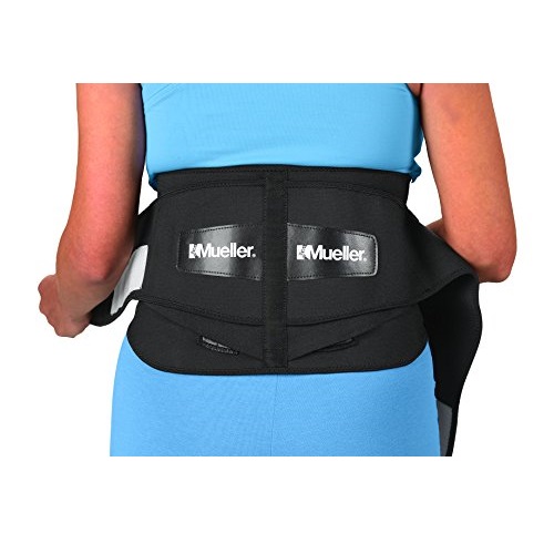 Mueller 255 Lumbar Support Back Brace with Removable Pad, Black, Regular(28
