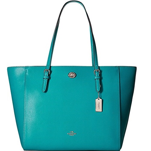 COACH Women's Crossgrain Turnlock Tote SV/Turquoise Tote, Only $124.99, free shipping