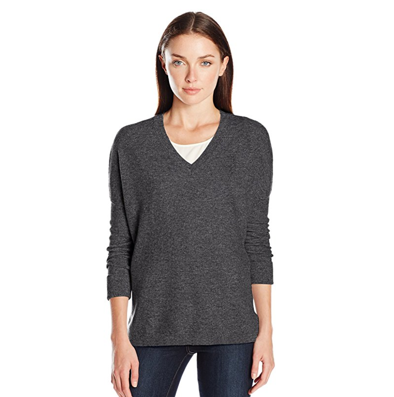 Lark & Ro Women's 100% Cashmere Slouchy V-Neck Sweater only $19.43