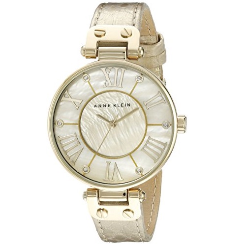 Anne Klein Women's AK/1012GMGD Leather Gold-Tone Snake Print Watch, Only $32.50, free shipping