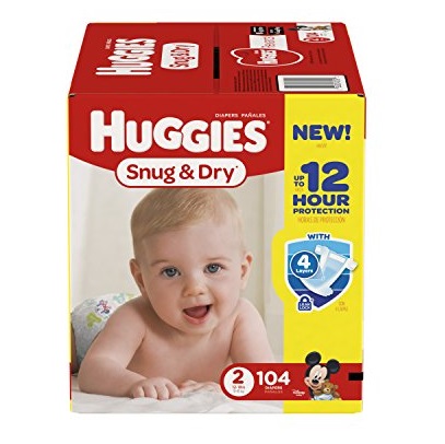 Huggies 好奇 Snug & Dry 2号纸尿裤 104片，原价$30.29，现仅售$14.46，免运费