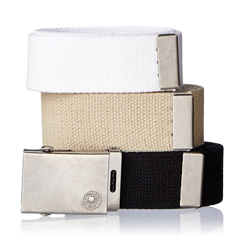 Levi's Men's Cut To Fit 3 Pack Web Belt With Buckle only $12.84