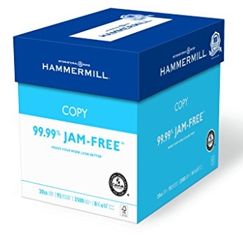 Hammermill Paper, Copy Paper Poly Wrap, 20lb, 8.5 x 11, Letter, 92 Bright, 2500 Sheets / 5 Ream Case (150600C), Made In The USA, Only $12.42, free shipping after clipping coupon and using SS