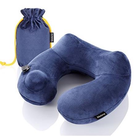 Metene Soft Velvet Inflatable Travel Neck Pillows for Airplanes $12.99