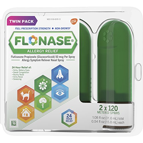 Flonase 24hr Allergy Relief Nasal Spray, Full Prescription Strength, 240 sprays (Twinpack of 120 sprays), Only $28.00, free shipping