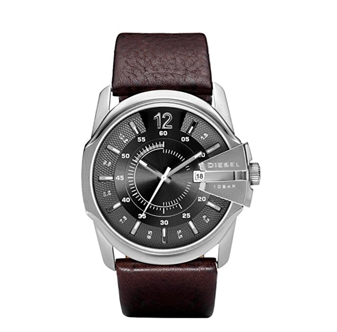 Diesel Men's DZ1206 Master Chief Stainless Steel Brown Leather Watch only $76.98